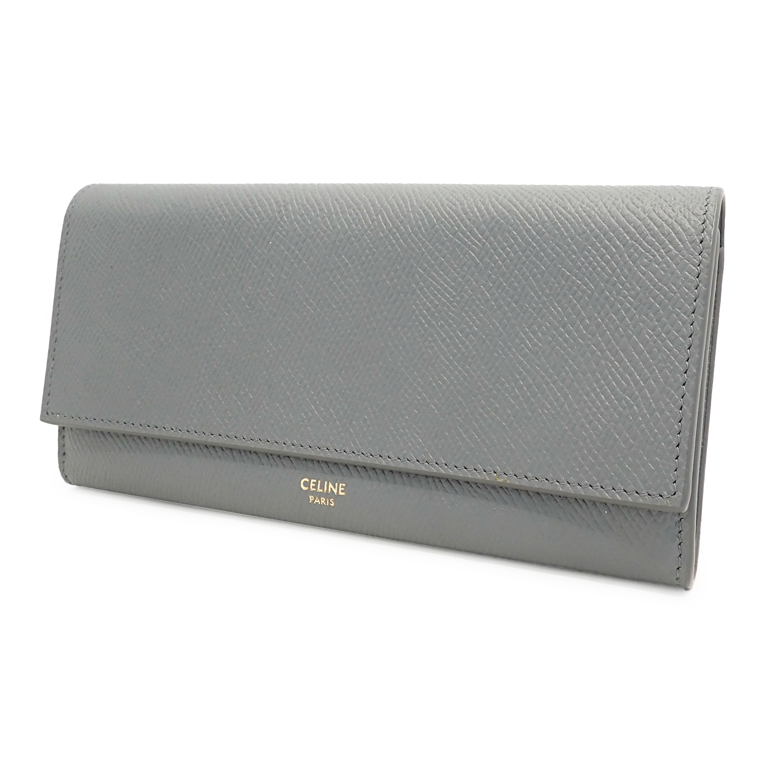 セリーヌ(CELINE) ラージフラップウォレット グレー レザー 10B563BEL 長財布