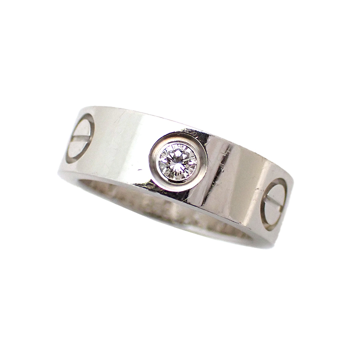 カルティエ(Cartier) 750WG ラブリング ハーフダイヤ 3Pダイヤ #46 シルバーカラー