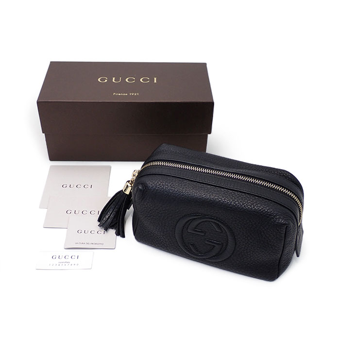 グッチ(GUCCI) ソーホー コスメティックスケース 化粧ポーチ 小物入れ 308636 箱付き ブラック