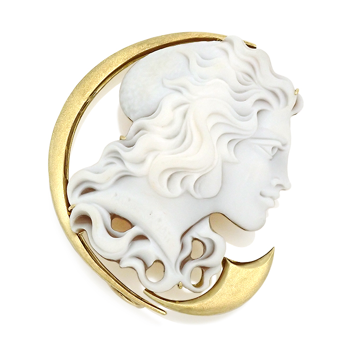 K18 カメオ ブローチ ペンダントトップ 2way パトリシア・パルラーティ作 イエローゴールド