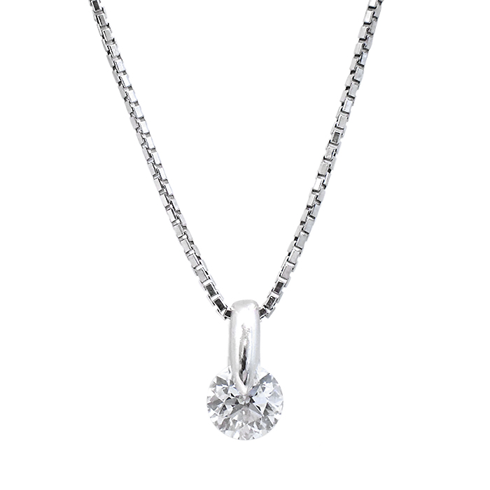 Pt900/Pt850 ダイヤモンド ネックレス 一粒 シルバーカラー