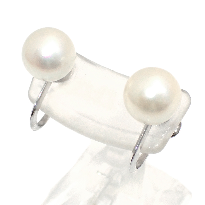 K14WG パール イヤリング 一粒 真珠 ホワイトゴールド