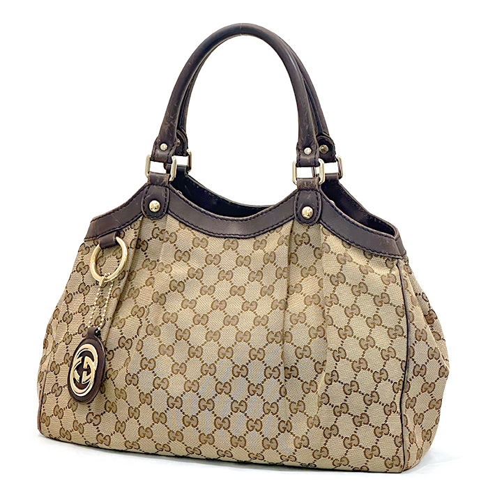 グッチ(GUCCI) スーキー ハンドバッグ 211944 GGキャンバス レザー ブラウン ベージュ ゴールド金具