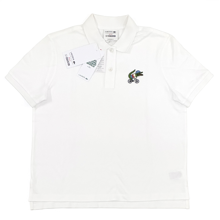 ラコステ×ネットフリックス(LACOSTE×NETFLIX) SEX EDUCATIONコラボ ポロシャツ 36サイズ ホワイト