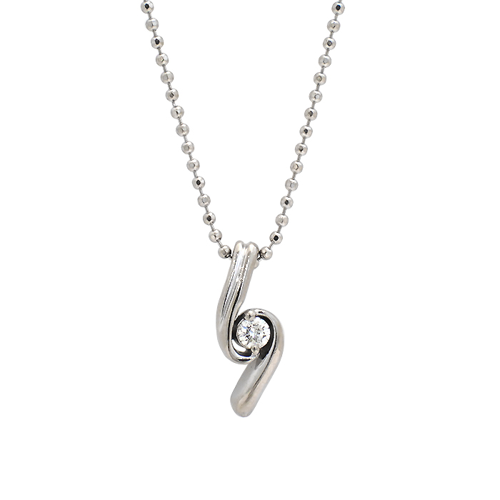 ジュエリーマキ(JEWELRY MAKI) PWG9 ダイヤモンド ネックレス 一粒 ツイスト シルバーカラー