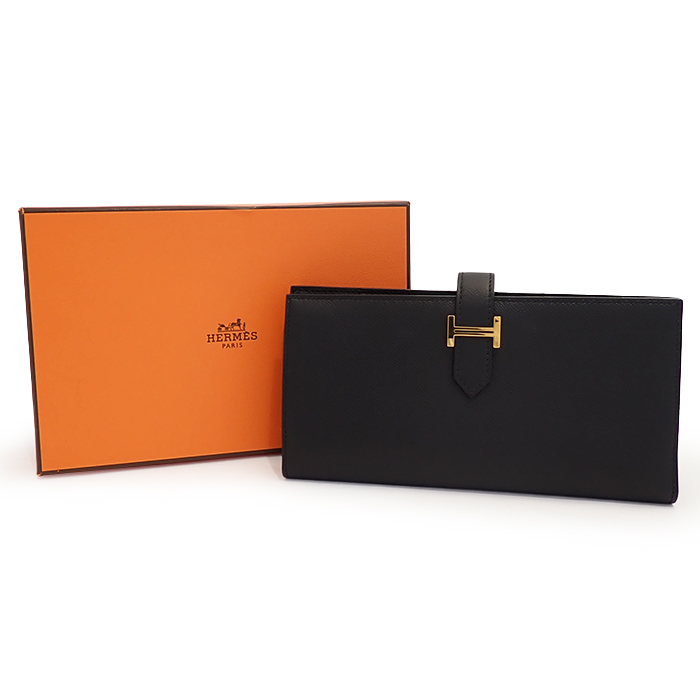 エルメス(HERMES) ベアンスフレ 二つ折り長財布 B刻印 ヴォーマダム ブラックカラー
