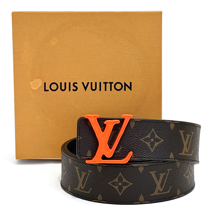 ルイヴィトン(Louis Vuitton) サンチュール・LVシェイプ MP216 ベルト モノグラム レザー 40MM ブラウン オレンジ