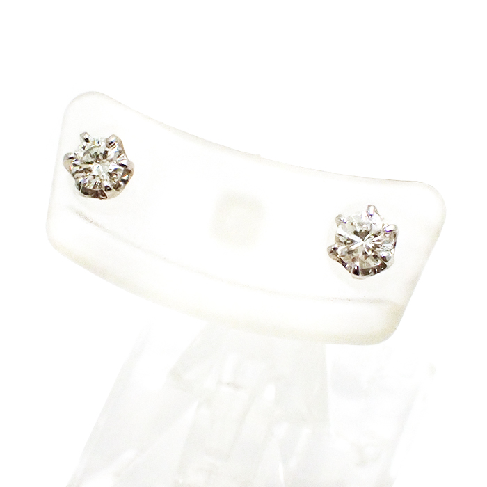 Pt900 ダイヤモンド ピアス 一粒 立爪 シルバーカラー