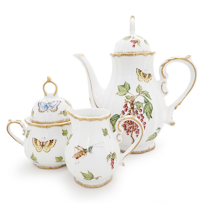 アンナ・ウェザリー(Anna Weatherley)  ティーポット&クリーマー＆シュガーポット 3点セット ティーセット 蝶 バッタ wildberry