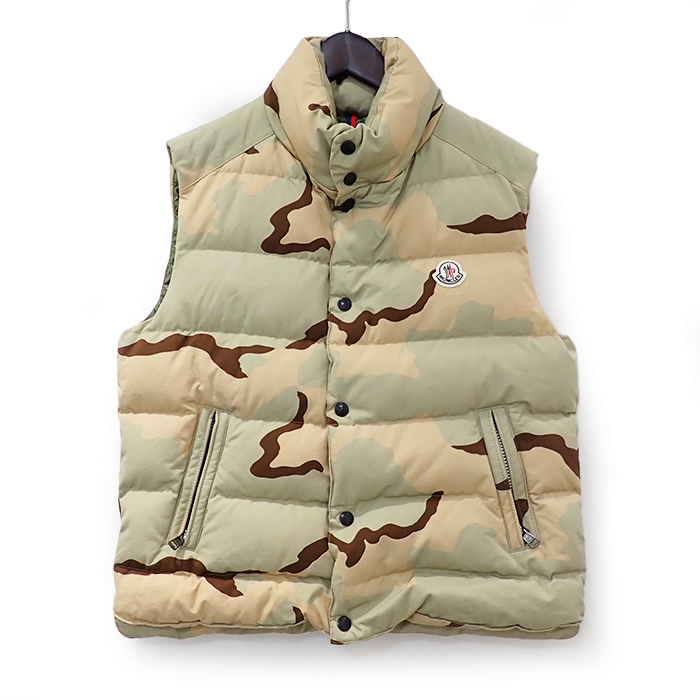 モンクレール(MONCLER) ダウンベスト サイズ1 TIB GILET カモフラージュ柄 メンズ 迷彩柄 カーキ B20914335005