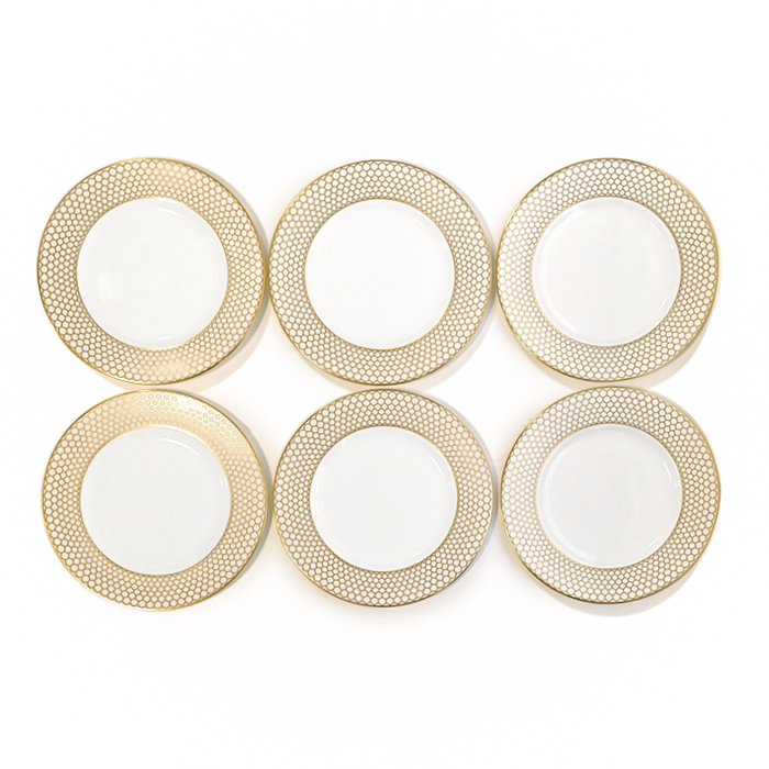 コールポート×ティファニー(COALPORT×Tiffany & Co.) ディナープレート 大皿 27.5cm 6枚セット ハニカム ゴールドカラー
