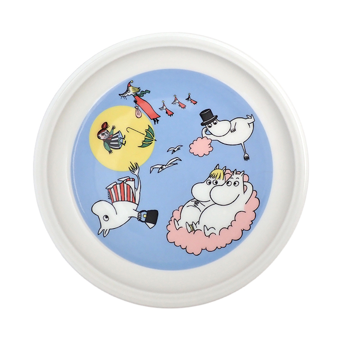 【セール価格】アラビア(ARABIA) ムーミン フライングムーミン プレート 皿 ホワイト ライトブルー