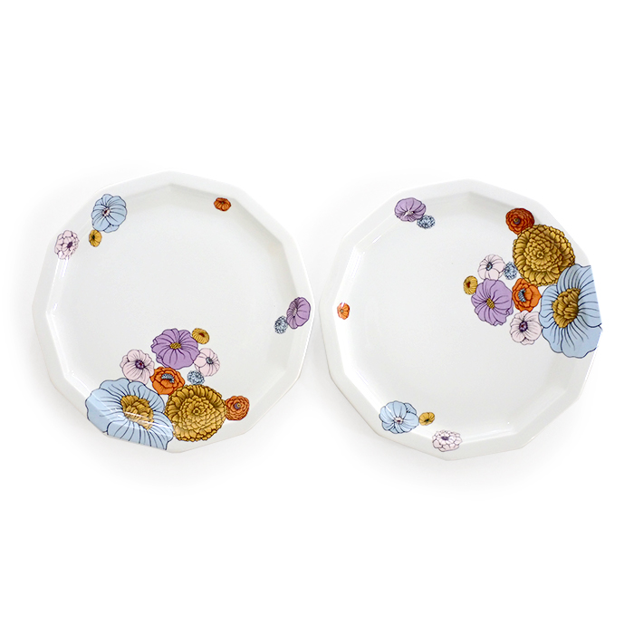 ローゼンタール(Rosenthal) スタジオライン パトラス ディナープレート 大皿 26cm 2枚セット 花柄 ポリゴン 多角形 ホワイト