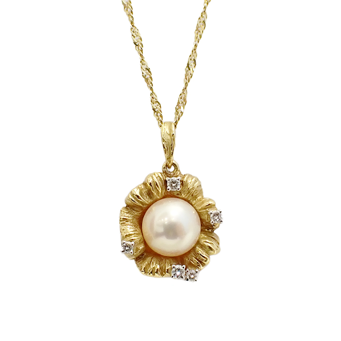 岩倉康二(IWAKURA KOJI) K18/Pt900 パール ネックレス 一粒 真珠 ゴールドカラー