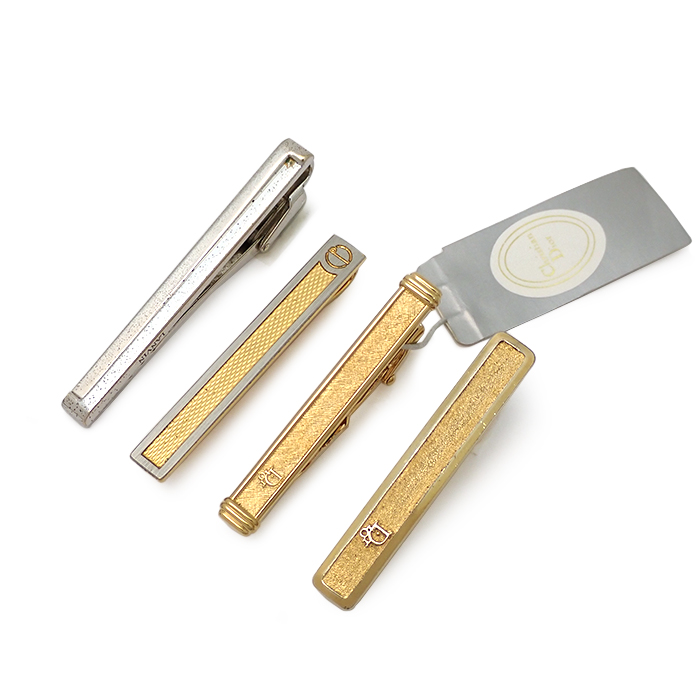 クリスチャンディオール(Christian Dior) ダンヒル(dunhill) ランバン(LANVIN) タイバー タイクリップ ネクタイピン 4点セット ゴールドカラー シルバーカラー